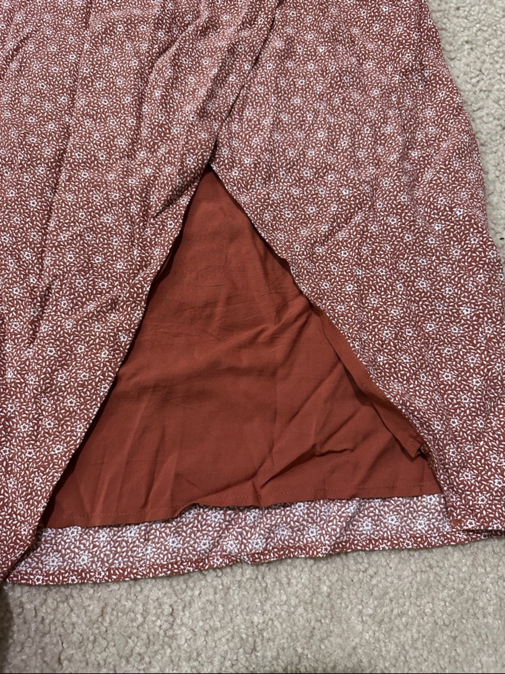 Abercrombie & Fitch Rust Floral Faux Wrap Midi Skirt - Picture 4 of 11
